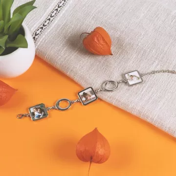 Bracciale personalizzato con 3 quadrati fotografici - Bracciale in acciaio inossidabile