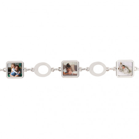 Bracciale in acciaio con foto personalizzata di 3 quadrati Bracciale in acciaio con foto personalizzata di 3 quadrati