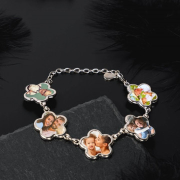 Fancy bracciale 5 fiori personalizzati - Bracciale in acciaio foto