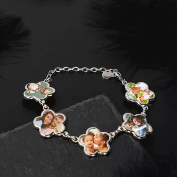 Fancy bracciale 5 fiori personalizzati - Bracciale in acciaio foto