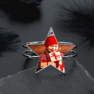 Bracciale rigido in argento con stella fotografica personalizzata