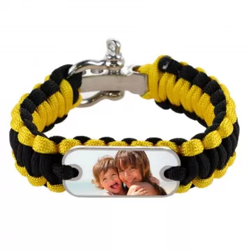 Bracciale in corda nero e giallo personalizzato con foto