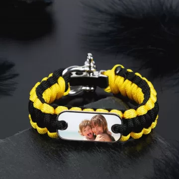Bracciale in corda nero e giallo con foto