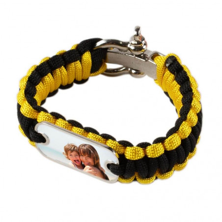 Bracciale in corda spessa nero e giallo stampato Bracciale in corda spessa nero e giallo stampato
