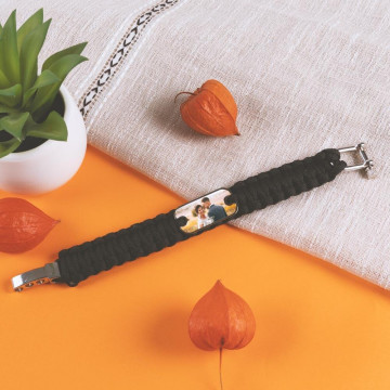Bracciale cordino nero con foto