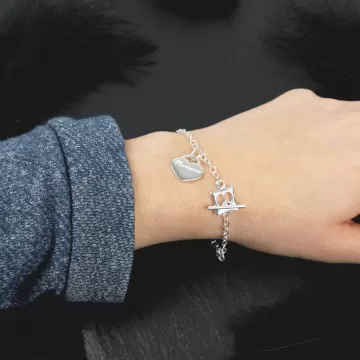Bracciale personalizzato in argento con cuore originale - Bracciale da donna