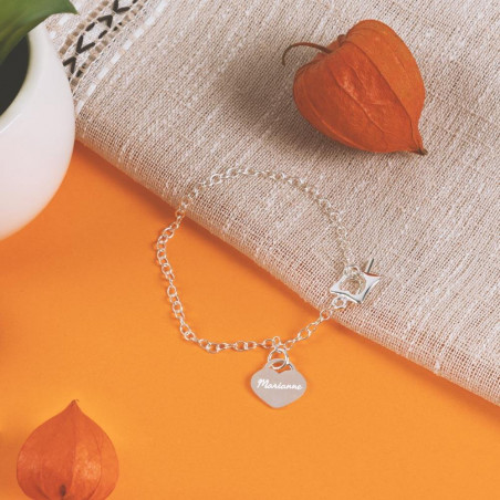 Bracciale cuore in argento personalizzabile Bracciale cuore in argento personalizzabile