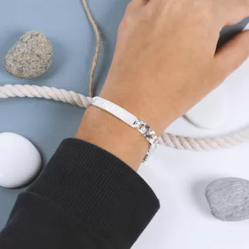 Bracciale da uomo in argento 925/000 personalizzato con incisione testo