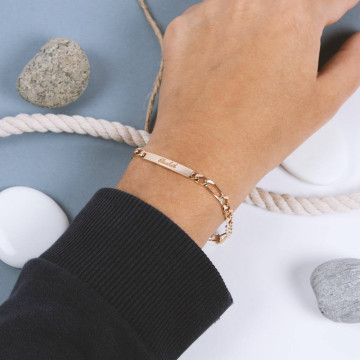 Bracciale figaro personalizzato placcato oro 18 carati