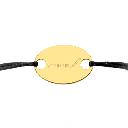 Bracciale ovale placcato oro con cavo di testo nero Bracciale ovale placcato oro con cavo di testo nero