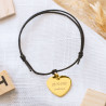 Bracciale in corda elegante con incisione di testo su cuore placcato oro