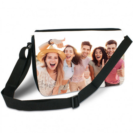 Borsa a tracolla nera con foto Borsa a tracolla nera con foto