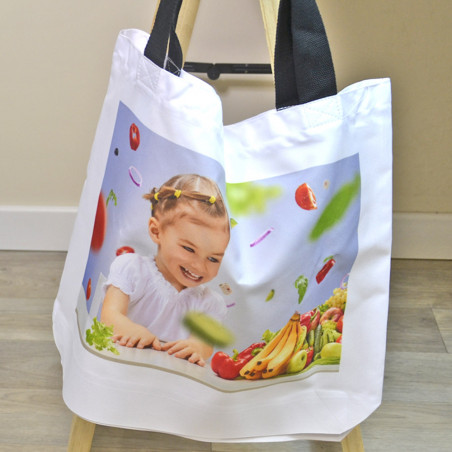 Borsa in tessuto con maniglia nera