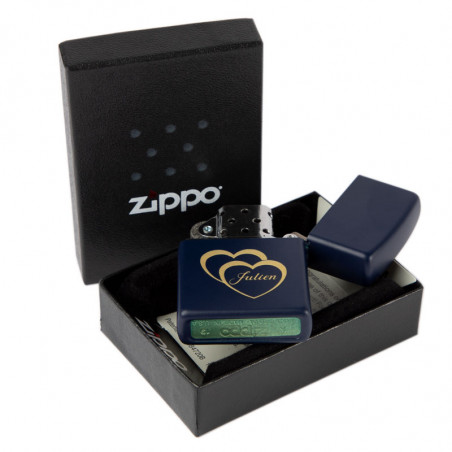 Zippo navy matte nella sua scatola regalo