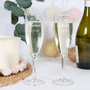 Set di 2 flute da champagne personalizzati |Incisione del testo
