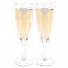 Fluti di champagne di cuore con incisione di testo