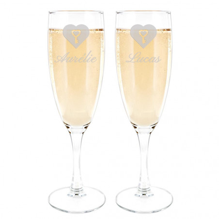 Duo Champagne Flutes Personalizzabile Cuore Duo Champagne Flutes Personalizzabile Cuore