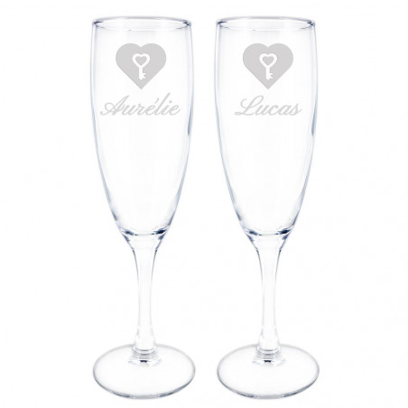 Duo champagne fluisce cuore per personalizzare Duo champagne fluisce cuore per personalizzare