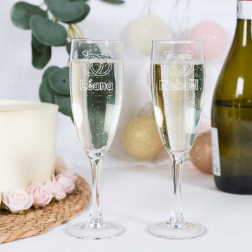 Duo di flute da champagne alleanza da personalizzare |Regalo di nozze