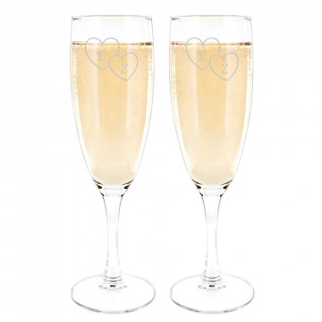 2 flauti di champagne iniziali per bruciare