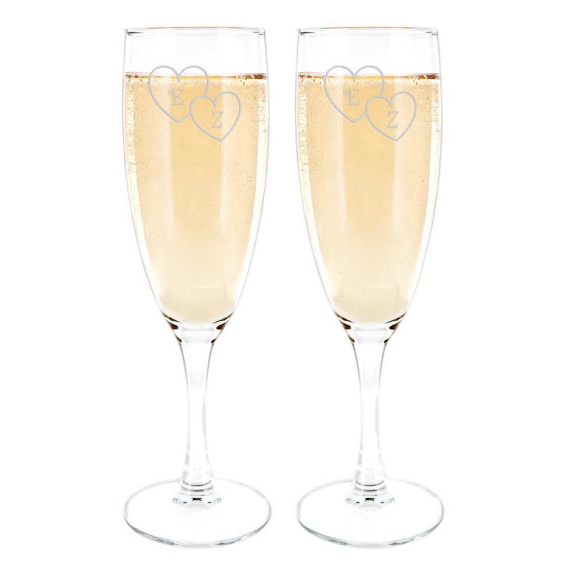2 flauti di champagne iniziali per bruciare