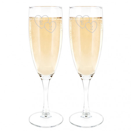 2 flauti di champagne iniziali singoli 2 flauti di champagne iniziali singoli