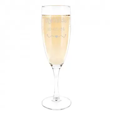 Flûte da champagne personalizzata con cuore inciso 15 cl