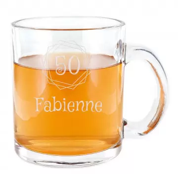 Tazza in vetro personalizzata compleanno con incisione 300 ml