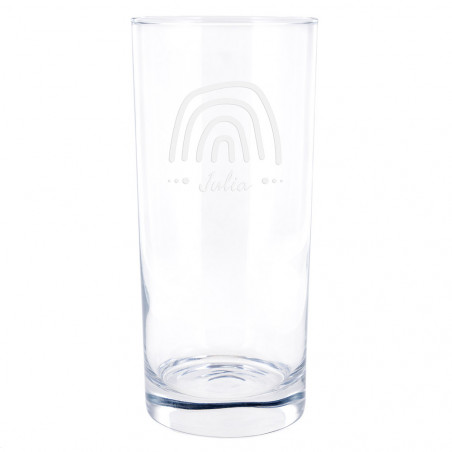 Vetro di sciroppo inciso con disegno arcobaleno