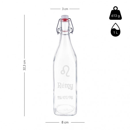 Dimensione della bottiglia del tavolo di vetro e peso Dimensione della bottiglia del tavolo di vetro e peso