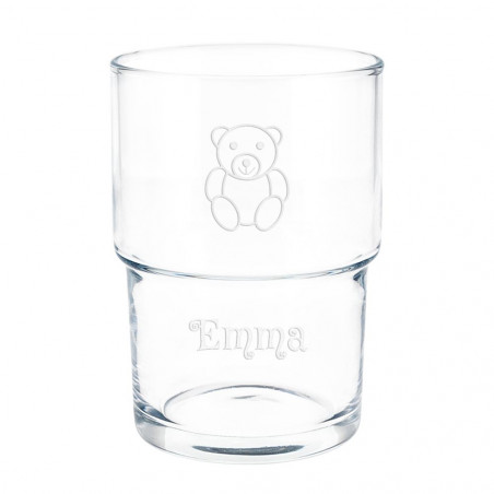 Vetro d'acqua inciso con testo e design Vetro d'acqua inciso con testo e design