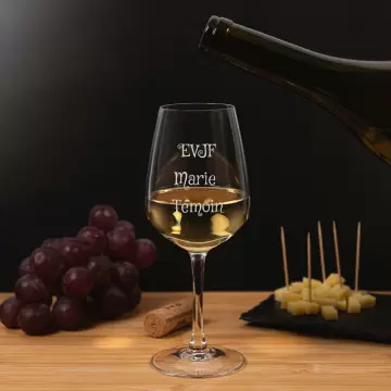 Bicchiere da vino bianco personalizzato |Incisione di testo unica