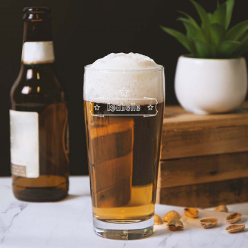 Bicchiere da birra personalizzato da 25 cl |Incisione di testo e design bistrot