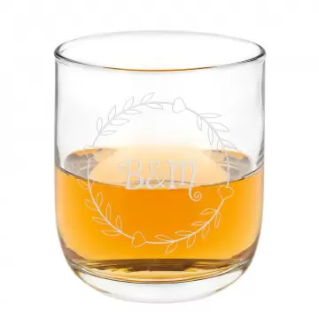 Vetro di rum personalizzato con telaio rotondo cuore