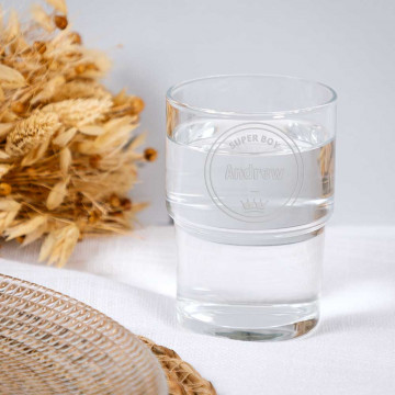 Personalizzato acqua vetro ragazzi incidere testo e design SuperBoy