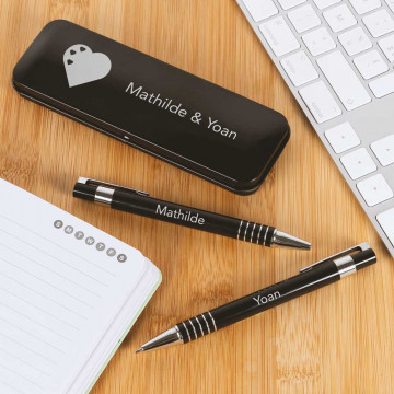 Cassa penna a sfera e porta mine nero personalizzato