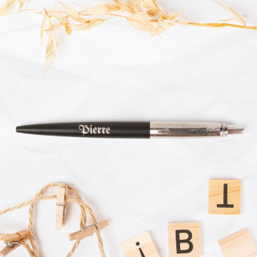Penna a sfera Parker nera Jotter testo personalizzato |Incisione del testo