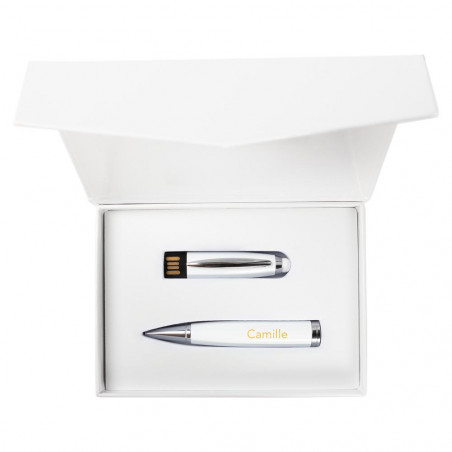 Penna flash USB incisa bianca Penna flash USB incisa bianca