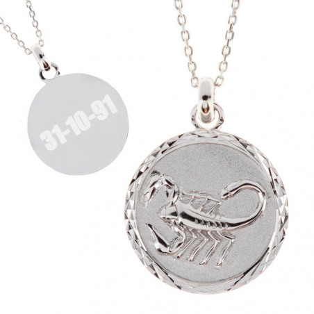 Scorpion argento zodiaco collana inciso Scorpion argento zodiaco collana inciso