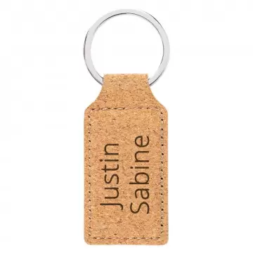 Portachiavi rettangolare in sughero inciso