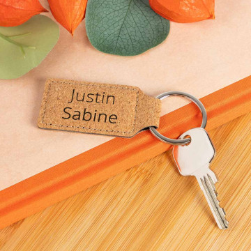 Portachiavi in sughero inciso in formato rettangolare |Leggero e personalizzato