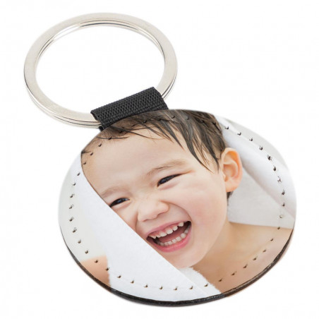 Portachiavi in pelle rotonda con foto Portachiavi in pelle rotonda con foto