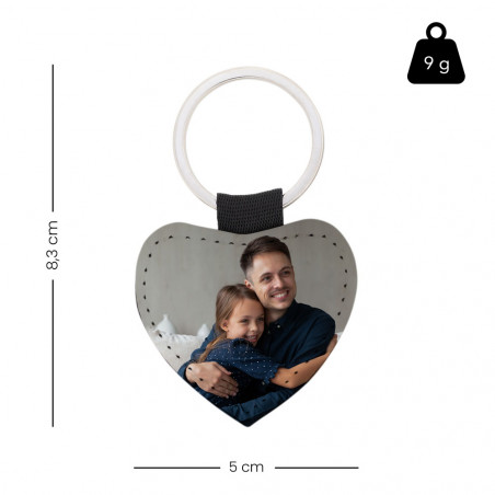 Portachiavi in pelle cuore singolo con foto Portachiavi in pelle cuore singolo con foto