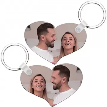 Coppia di portachiavi cuore Love personalizzati con foto