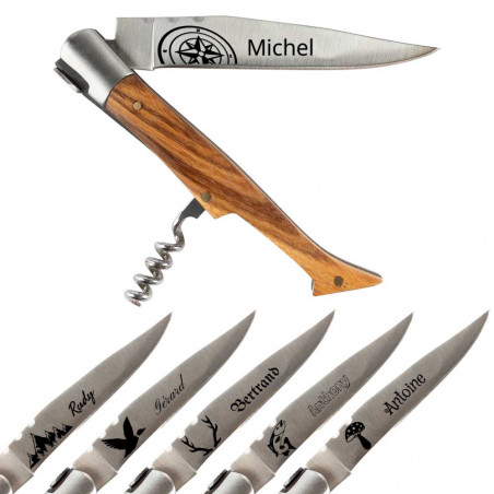 Coltello pieghevole frassino personalizzato natura incisa