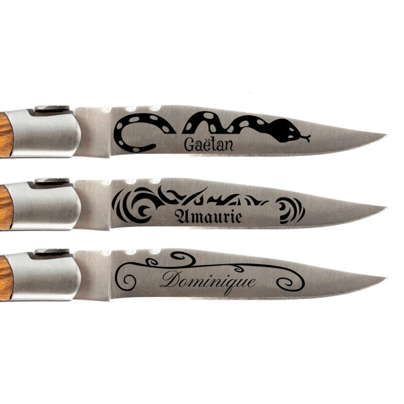 Coltello Baladéo personalizzato con incisione tattoo e testo