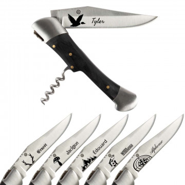 Coltello esterno manico nero personalizzato natura