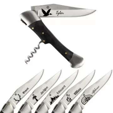 Coltello esterno manico nero personalizzato natura