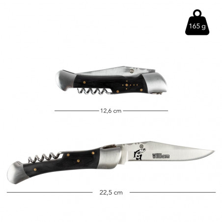 Dimensione del coltello esterno maniglia natura nera Dimensione del coltello esterno maniglia natura nera