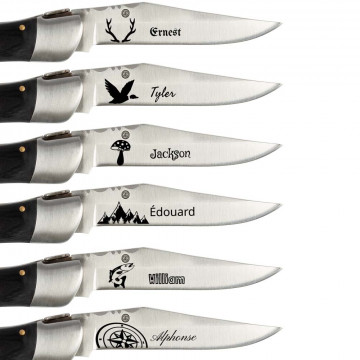 Coltello tascabile nero personalizzato con incisione e custodia